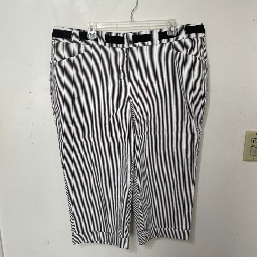 INC International‎ Concepts Striped Capri Pants Black White Ribbon Detail 18W
